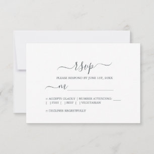 Cartons Réponse Mariage minimal noir noir de script chic