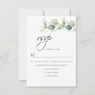 Cartons Réponse Mariage minimaliste à feuillage d'eucalyptus botan