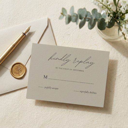 Cartons Réponse Mariage Minimaliste Beige