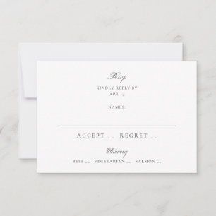 Cartons Réponse Mariage Minimaliste Blanc Gris Classique