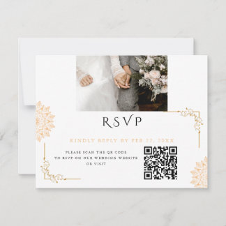 Cartons Réponse Mariage minimaliste blanc marron
