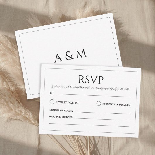 Cartons Réponse Mariage minimaliste blanc moderne