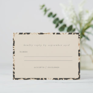 Cartons Réponse Mariage minimaliste boho botanique noir et ivoire