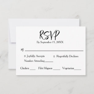 Cartons Réponse Mariage minimaliste calligraphié noir et blanc