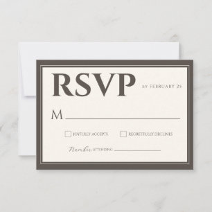 Cartons Réponse Mariage Minimaliste Classique Script Brun Espresso