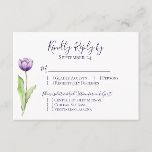 Cartons Réponse Mariage minimaliste de tulipe simple violet profon