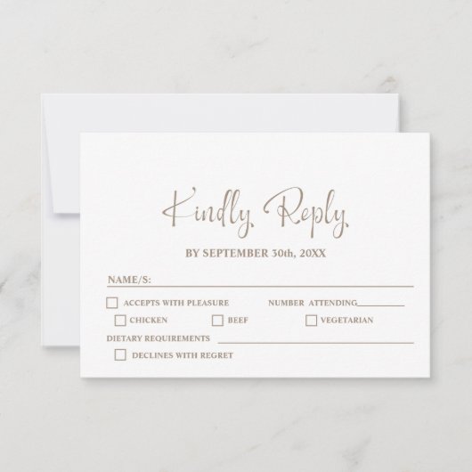 Cartons Réponse Mariage minimaliste élégant (Devant)