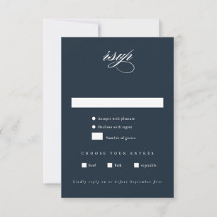 Cartons Réponse Mariage minimaliste élégant bleu marine