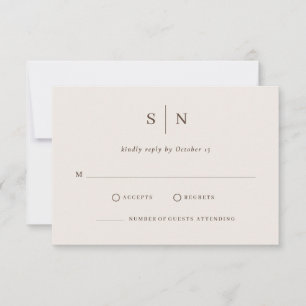 Cartons Réponse Mariage Minimaliste et Chic Crème Blanc et Marron