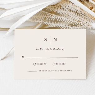 Cartons Réponse Mariage Minimaliste et Chic Crème Blanc et Marron