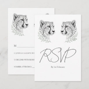 Cartons Réponse Mariage Minimaliste Guépard Élégant de Style Safar