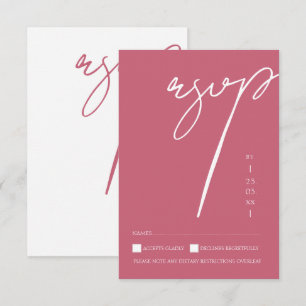 Cartons Réponse Mariage Minimaliste Magenta Rose Typographie Scrip