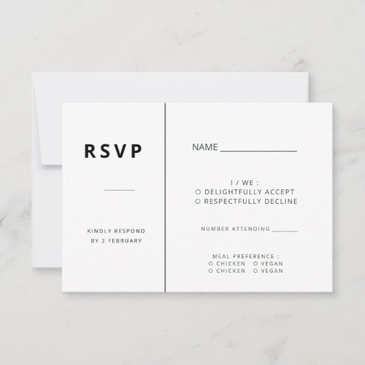 Cartons Réponse Mariage minimaliste moderne (Devant)