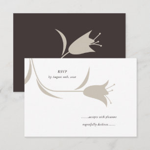 Cartons Réponse Mariage Minimaliste Moderne Fleurs Neutres Grège