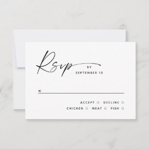 Cartons Réponse Mariage Minimaliste Moderne Noir et Blanc