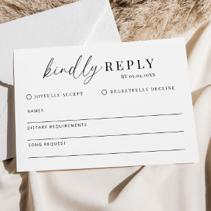 Cartons Réponse Mariage minimaliste moderne Répondre avec plaisir