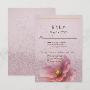 Cartons Réponse Mariage minimaliste moderne rose or