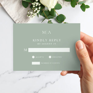 Cartons Réponse Mariage minimaliste moderne Sage Green