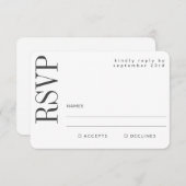 Cartons Réponse Mariage minimaliste noir blanc moderne élégant (Devant / Derrière)