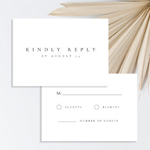 Cartons Réponse Mariage minimaliste noir et blanc élégant