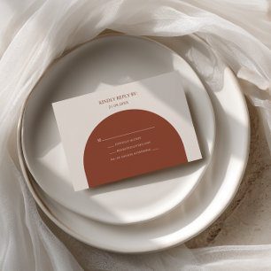 Cartons Réponse Mariage Minimaliste Rétro Bohème en Terre Cuite