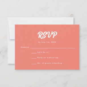 Cartons Réponse Mariage minimaliste rose corail écriture scriptura