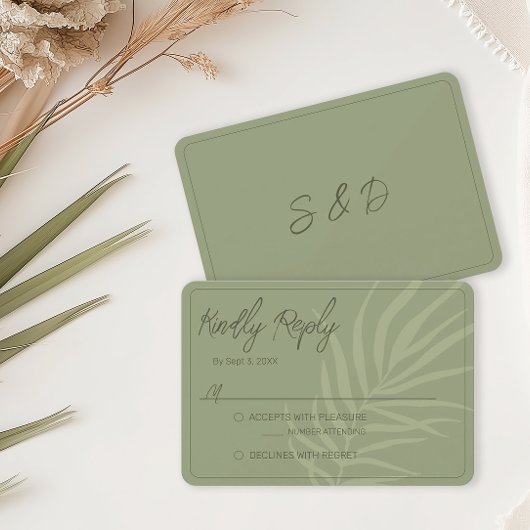 Cartons Réponse Mariage minimaliste Sage Green Boho