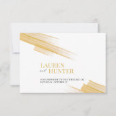 Cartons Réponse Mariage minimaliste simple d'encre dorée (Devant)