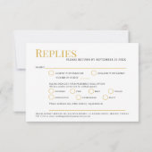 Cartons Réponse Mariage minimaliste simple d'encre dorée (Dos)