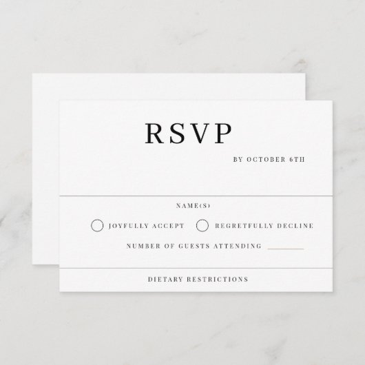 Cartons Réponse Mariage moderne (Devant / Derrière)