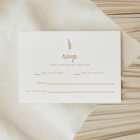 Cartons Réponse Mariage Moderne à Feuille Blanche et Beige