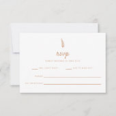 Cartons Réponse Mariage Moderne à Feuille Blanche et Beige (Devant)