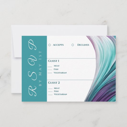 Cartons Réponse Mariage moderne Abstrait-violet et Turquoise- (Dos)