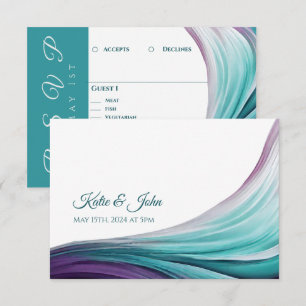 Cartons Réponse Mariage moderne Abstrait-violet et Turquoise-
