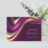 Cartons Réponse Mariage-moderne Abstrait- violet Fuchsia et or- (Debout devant)