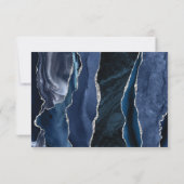 Cartons Réponse Mariage Moderne Agate Argent Bleu Clair Navy (Dos)