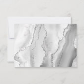 Cartons Réponse Mariage Moderne Agate Grise Blanche Argentée (Dos)