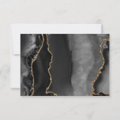 Cartons Réponse Mariage Moderne Agate Noir Or Script Sombre (Dos)