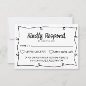 Cartons Réponse Mariage moderne avec cadre rétro dessiné main (Devant)