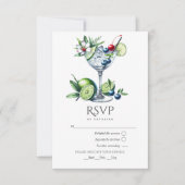 Cartons Réponse Mariage Moderne avec Cocktail Vert Citron (Devant)