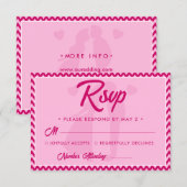 Cartons Réponse Mariage moderne avec code QR et rayure chevron ros (Devant / Derrière)