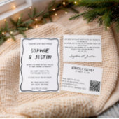 Cartons Réponse Mariage moderne avec QR Code noir et blanc