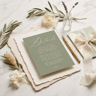 Cartons Réponse Mariage Moderne Blanc et Vert Sauge