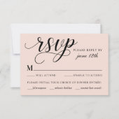 Cartons Réponse Mariage moderne Blush et Black Script (Devant)