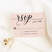 Cartons Réponse Mariage moderne Blush et Black Script