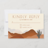 Cartons Réponse Mariage moderne Boho Desert Mountain Cactus (Devant)
