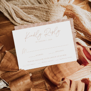 Cartons Réponse Mariage moderne Botanique Blush Meal Choice