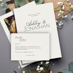 Cartons Réponse Mariage moderne centré sur la typographie