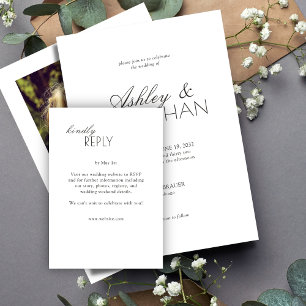 Cartons Réponse Mariage moderne centré sur la typographie