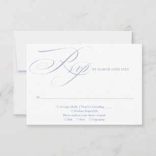 Cartons Réponse Mariage Moderne Chic Élégant Écriture Dusty Blue